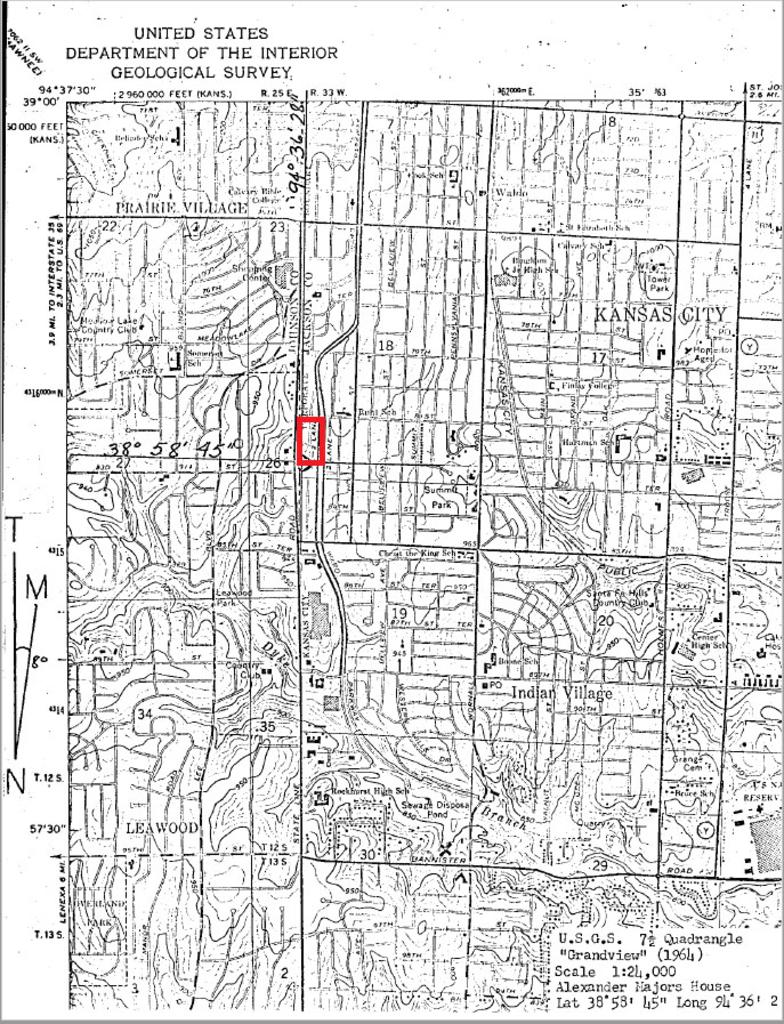 The Majors House is on the east side of road, near 85th Street. [source](https://dnr.mo.gov/shpo/nps-nr/70000335.pdf)
