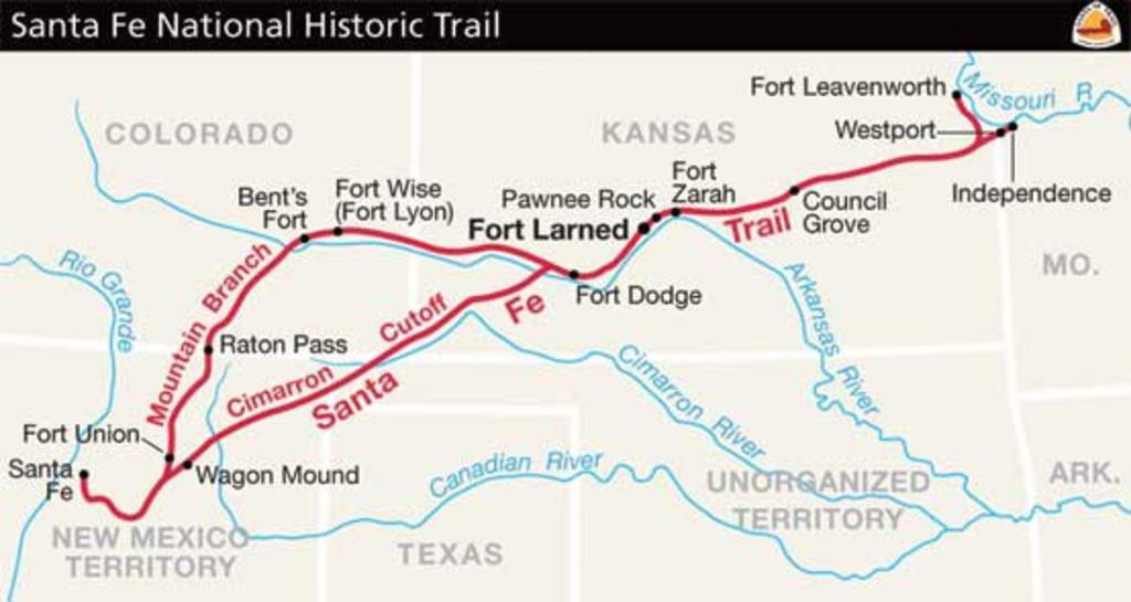 The historic Santa Fe Trail traversed the present-day states of Missouri, Kansas, Oklahoma, Colorado, and New Mexico. [source](https://www.nps.gov/safe/planyourvisit/directions.htm)